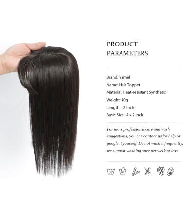 Yamel 3 Clips in Hair Topper with Bangs Dark Brown 12 Inch - Synthetic Wiglets for Thinning Hair - Natural Hairpieces (4x2) - Buy Online on GoSupps.com