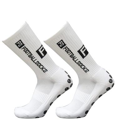 CRGANGZY Round Silicone Suction Non-Slip Football Socks Sports Training Sock (White) AV02 Av02
