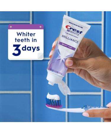 Crest 3D White Brilliance Bright Mint Teeth Whitening Toothpaste, 4.3 oz Pack of 3, 100% More Surface Stain Removal, 24 Hour Active Stain Prevention, Whiter Teeth in 3 Days - Buy Online on GoSupps.com