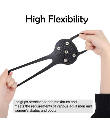 Labato 2 Pairs Non-Slip Ice Grippers with 10 Steel Studs - Winter Traction Cleats for Snow, Ice, Hiking, Fishing, Black - Buy Online on GoSupps.com
