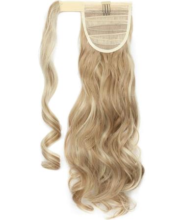 17" Long Curly Wavy Wrap Around Ponytail Clip in Hair Extensions One Piece Hairpiece Magic Tape in Pony Tail Extension for Women Sandy Blonde & Bleach Blonde - Buy Online on GoSupps.com