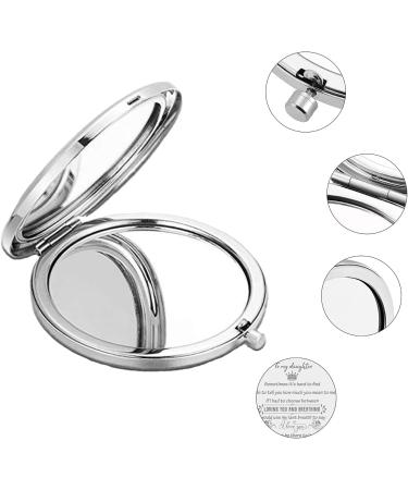 Personalized Stainless Steel Daughter Mirror Compact - Engraved Makeup Travel Mirror from Mom & Dad - Mini Pocket Size - Ideal for Christmas, Birthday, Graduation, Wedding Gifts - Buy Online on GoSupps.com