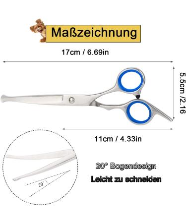 Virtue Yun Dog Scissors - Curved Stainless Steel Pet Grooming Scissors for Cats & Dogs with Safety Tip - Buy Online on GoSupps.com