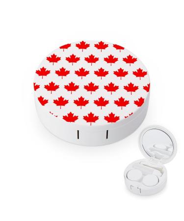 Canada Flag Maple Contact Lens Travel Kit Portable Cute Contact Box with Mirror for Daily Outdoor