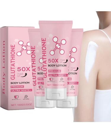 FLLUOUZH Glutathione 50x Tone up Brightening Body Lotion Spf 50+ Ultra Firming & Revitalizing Moisturizing Cream Whitening For All Skin Types 3 Pcs