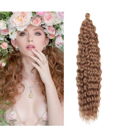 DSoar 26 inch 3 Packs deep twist crochet hair ocean wave curly bohemian crochet braids deep wave hair bundles synthetic hair extensions for women girls 27inch 27#