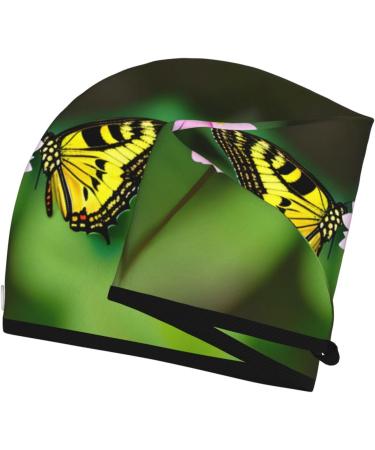 Spring Floral Butterfly Coral Velvet Dry Hair Cap Unisex Towel Wrap for Bathroom Pool Party & Beach Perfect Water Absorbent Hair Accessory - Buy Online on GoSupps.com