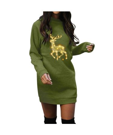 Hanxiulin Women Christmas Rock Sweat Jacket Pulli Dress Hooded Pullover Party Dresses Oversize Langarm Blouse Dresses With Bag Christmas Christmas Cloths Autumn Winter AG XL