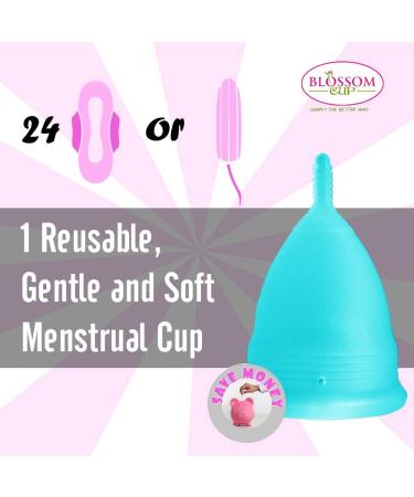 Blossom Menstrual Cup | Say No to Tampons | Reusable Silicone Period Cup (Small Blue) - Buy Online on GoSupps.com