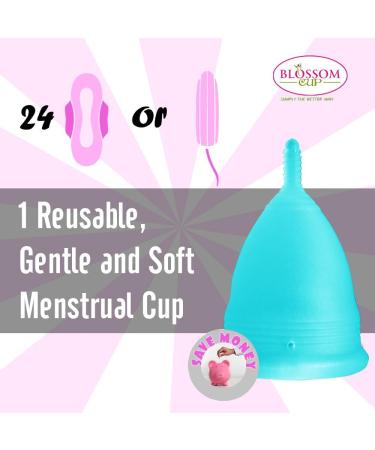 Blossom Menstrual Cup - Reusable Silicone Period Cup | Say Goodbye to Tampons | Large Blue Menstrual Cups for Comfortable Flow - Buy Online on GoSupps.com