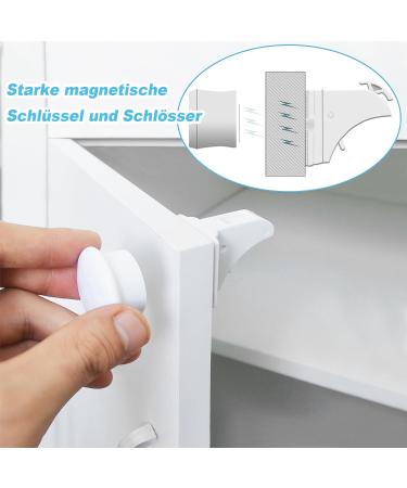 Child Protection Cabinet Locks - Baby Safety Magnetic Drawer Lock Set (4 Locks + 1 Key) - No Drilling Easy Install for Kitchen & Bedroom - Buy Online on GoSupps.com