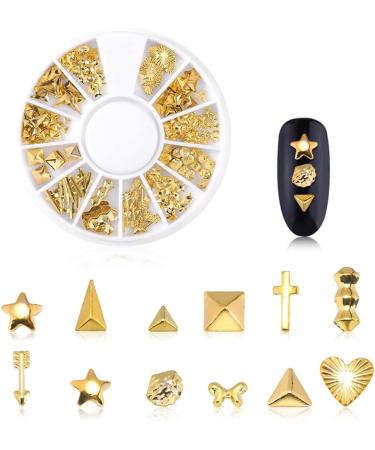 HUPOO Metal Nail Studs Kit - Silver/Rose Gold Star, Moon, Feather, Heart, Triangle, Square Rivet Gems - 3D Nail Art Jewelry Decoration (4 Boxes) - Buy Online on GoSupps.com