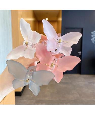 Transparent Butterfly Half Tied Hair Clip Back Spoon Clip Frosted Shark Clip Hair Clip FrostedButterfly-Tan - Buy Online on GoSupps.com