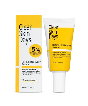 Clear Skin Days 5% Retinol Recovery Face Serum - With Niacinamide - Treats Scarring Hyperpigmentation Fine Lines & Wrinkles - Brightens Skin & Increases Cell Turnover 30ml