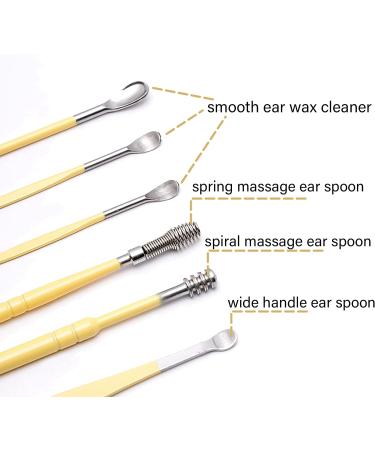 Skyrro Ear Wax Cleaner Kit - 6pcs Stainless Steel Ear Pick Set with Pu Leather Case (Pink) - Buy Online on GoSupps.com