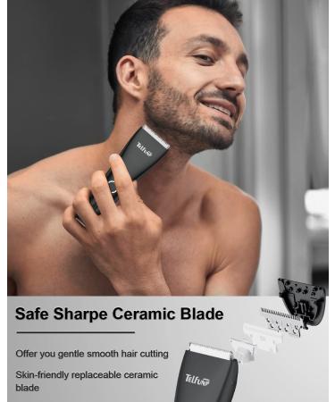 Telfun Body Trimmer for Men - Electric Groin Hair Trimmer with Replaceable Ceramic Blades, Waterproof, Wet/Dry Clippers - Male Electric Razor - Buy Online on GoSupps.com