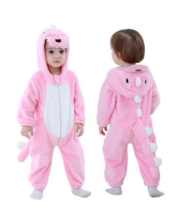 Doladola Unisex Baby Toddlers Romper Jumpsuit Hooded Cartoon Sleepsuits Infant Outfit 18-24 Months Pink Dinosaur