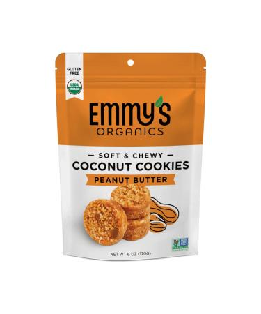 Emmy's Organics Coconut Cookies, Peanut Butter 6 oz (Pack of 8) | Gluten-Free Organic Cookies, Vegan, Paleo-Friendly Peanut Butter 6 Ounce (Pack of 8)