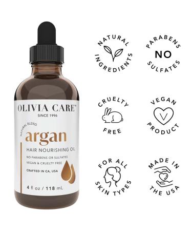 Olivia Care Natural Plant-Based Hair Oil - Hydrates, Smoothens & Moisturizes Hair - Clean & Simple Treatment for Stronger Hair - 4 FL OZ (Argan) - Buy Online on GoSupps.com