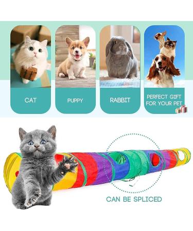PAOPO 2-Way Collapsible Cat Tunnel Toy with Peek Hole and Ball - Interactive Cat Tube for Indoor Cats, Kittens, and Puppies - Perfect for Play and Chase - Buy Online on GoSupps.com