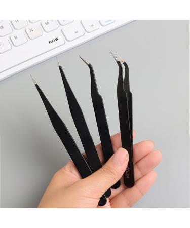 4pcs Anti-Static Stainless Steel Tweezers Set - Essential Beauty Tools for Eyebrows | International Shipping Available - Buy Online on GoSupps.com