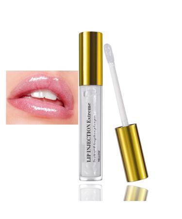 Lip Injection Extreme Lip Plumper Clear Glitter Lip Gloss Base Diamond Plumper Lip Gloss Plumping Lip Oil Pink and Glitter Clear Lip Gloss Lip Gloss for Women Girls (Clear Glitter)