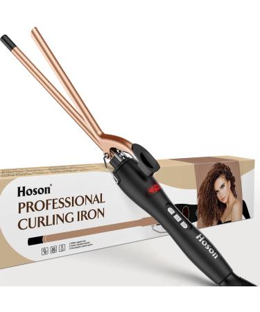 9mm Thin Curling Iron Ceramic, 3/8 Inch Small Barrel Curling Wand for Long & Short Hair, LCD Display with 9 Heat Setting Include Glove(Golden) 3/8 Inch Champagne