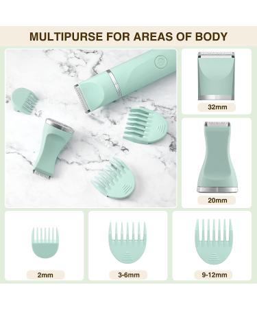 Electric Bikini Trimmer for Women - Ceramic Blades, IPX7 Waterproof, Wet/Dry Use - Green - Buy Online on GoSupps.com