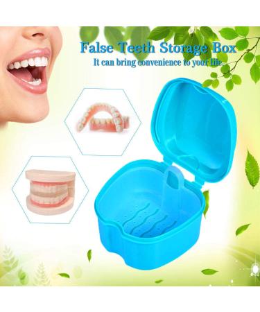 Denture Bath Box - Complete Care for Dentures, Braces, False Teeth, Mouth Guard, Night Guard & Retainers - Blue & White - Buy Online on GoSupps.com