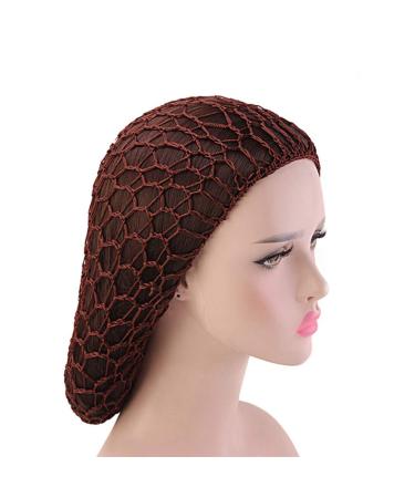 Minkissy 2 Pieces Sleeping Hair Nets - Crochet Long Hair Snood Turban for Women & Girls | Beige & Coffee - Buy Online on GoSupps.com
