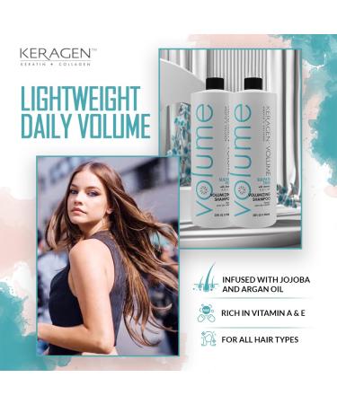 KERAGEN Volumizing Shampoo for Fine Hair - Keratin Collagen & Organic Oils Sulfate Free - 32 Oz - International Shipping Available - Buy Online on GoSupps.com