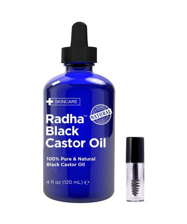 Radha Beauty Premium 120ml Black Castor Oil - Pure & Cold Pressed for Hair Growth & Skin Care | Natural Moisturizer & Strengthener - Ideal for Hair Eyelashes and Eyebrows