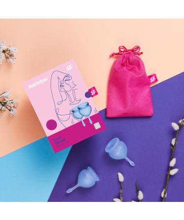 Satisfyer Menstrual Cup Set - Reusable & Sustainable 2-Piece (15ml & 20ml) - Easy Cleaning - Blue - Buy Online on GoSupps.com