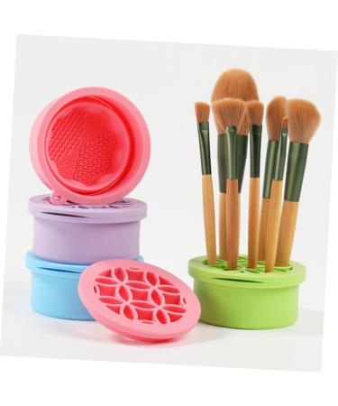makeup brush washer makeup sponge cleaning bowl Silicone brush holder Makeup brush scrubber Brush cleaner make up brush washing tool purple Silica gel Washing machine fold 10x8.5cm Purple - Buy Online on GoSupps.com
