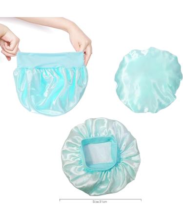 Silk Hair Bonnet for Sleeping - Wide Band Satin Night Cap for Women and Girls - Elastic Hat for Black and Curly Hair - Light Blue (1pcs) - Buy Online on GoSupps.com