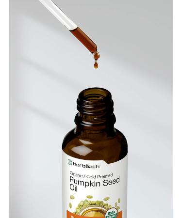 Organic Cold Pressed Pumpkin Seed Oil 4 oz | 100% Pure Extra Virgin | Vegetarian, Non-GMO, Gluten Free | for Hair and Face by Horbaach - Buy Online on GoSupps.com