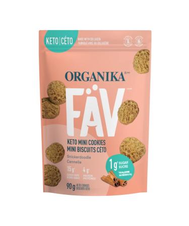 Organika Fav Keto Mini Cookies-Snickerdoodle- Low Carb Collagen Protein Gluten-Free Healthy Snack- 90g pouch Snickerdoodle 90 g (Pack of 1)