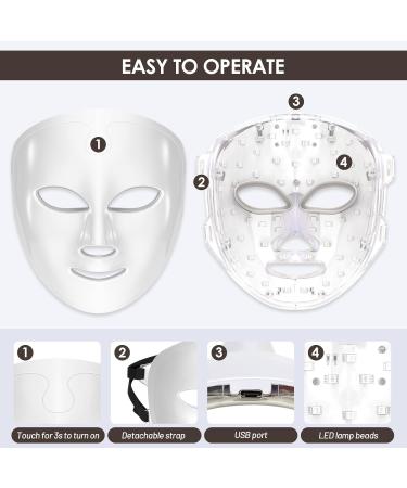 LED Face Mask Light Therapy 7 Colors Rechargeable Blue & Red Skin Care Device for Radiant Skin - Buy Online on GoSupps.com