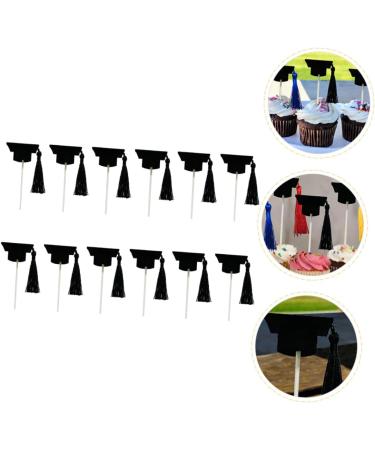 VINTORKY 12pcs Graduation Season Card 2023 Gradcupcake Topper Cupcake 2022 Topper Happy Graduation Diploma Mini Top Hat Graduation Caps Cake Topper Chinstrap Finished Product Paper Student Black 10X3.8X3.8CM - Buy Online on GoSupps.com