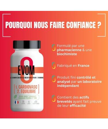 EVOM CardioVasc quilibre - Compl ment alimentaire coeur cholest rol et tension - Ail Noir ABG10+ Olivier BENOLEA Vitamine C liposomale Cannelle Cassis NAC - 80 comprim s - Compl ment Hommes - Buy Online on GoSupps.com