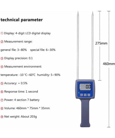 MOLVUS Moisture Meter For Grain Grain Moisture Meter Wheat Maize Soya Beans Paddy Rice Barley Moisture Tester Hygrometer - Buy Online on GoSupps.com