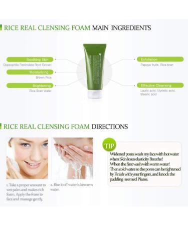 MIZON Rice Real Cleansing Foam 150ml - Hydrating, Soothing, Moisturizing, Tone Correction | Korean Skincare - Buy Online on GoSupps.com