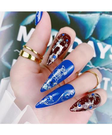Christmas Nail Stickers 9 Sheets Self-Adhesive Nail Decal Snowflake Tree Snowman Silver Nail Art Decoration Design Supplies - Buy Online on GoSupps.com