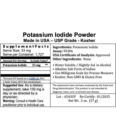 Prescribed for Life Potassium Iodide Powder - USP Grade, Gluten Free, Vegan, Non-GMO | 4 oz - Buy Online on GoSupps.com