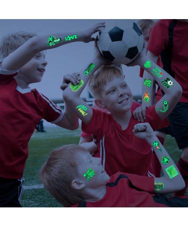 Glow in The Dark Soccer Temporary Tattoos - 10 Sheets | Waterproof Luminous Tattoo Stickers for Boys and Girls | Christmas Party Decoration Supplies - Buy Online on GoSupps.com