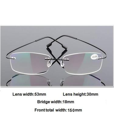 VISENG Ultra-Light Rimless Reading Glasses Set of 2 | Titanium Metal Readers for Men and Women +1.25 Diopters | Black/Silver 2 Pack - Buy Online on GoSupps.com