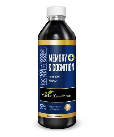 Herbal Goodness Memory and Cognition Liquid Extract 12oz - Supports Mental Clarity Energy & Immune Function - Organic Natural Supplement with Ginkgo Sage & Lion s Mane - 23 Servings 12 Fl Oz (Pack of 1)