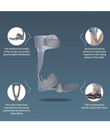 Spancare Grey Foot Drop Splint (Left Medium) - Anatomical Design for Comfortable Support | International Shipping Available - Buy Online on GoSupps.com
