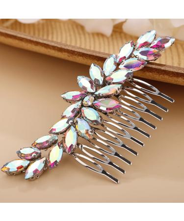 BERYUAN Women Crystal Flowers Hair Comb Teardrop Rhinestone Hair Comb for Wedding Women and Girls Hair Comb Slide Bride Hair Accessories for Brides Bridemaids (AB)