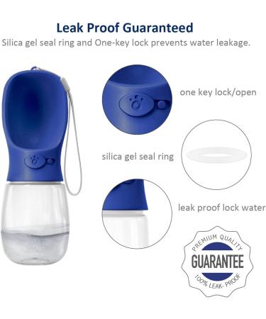 WePet Portable Dog Water Bottle with Food Container - 12 oz 19 oz - Leak Proof Puppy Water Dispenser for Outdoor Walking, Hiking, Travel - Food Grade Plastic - Navy Blue - Buy Online on GoSupps.com